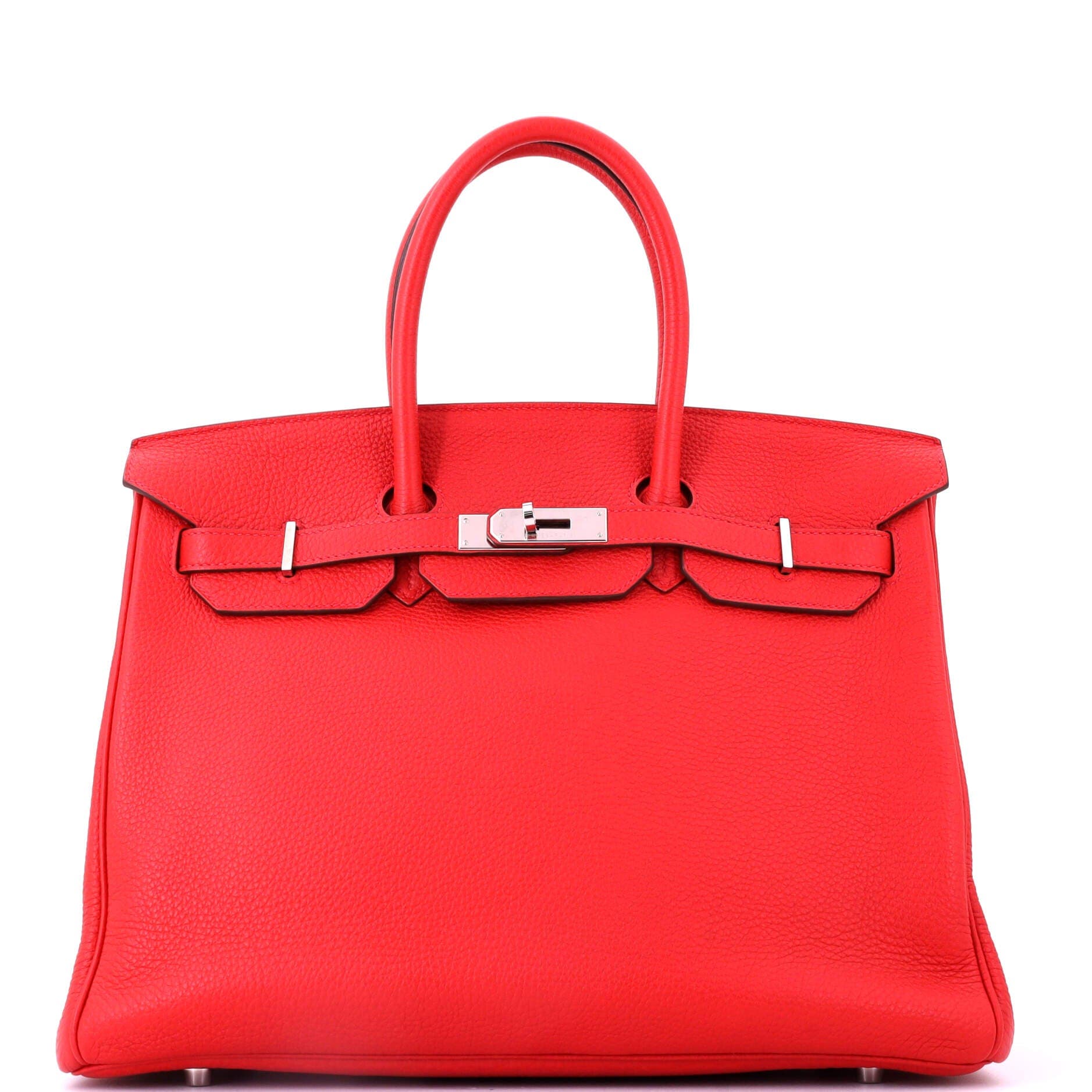 Pre-Owned Hermes Birkin Handbag Red Togo with Palladium Hardware 35, Main, color, Geranium