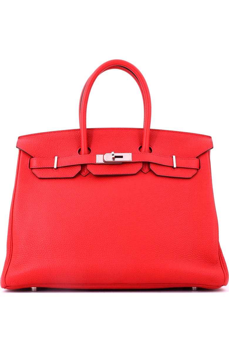 Pre-Owned Hermes Birkin Handbag Red Togo with Palladium Hardware 35, Main, color, Geranium