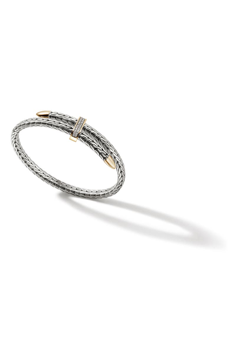 Spear Flex Cuff, Diamonds, 5.5mm, Alternate, color, STERLING SILVER/YELLOW GOLD