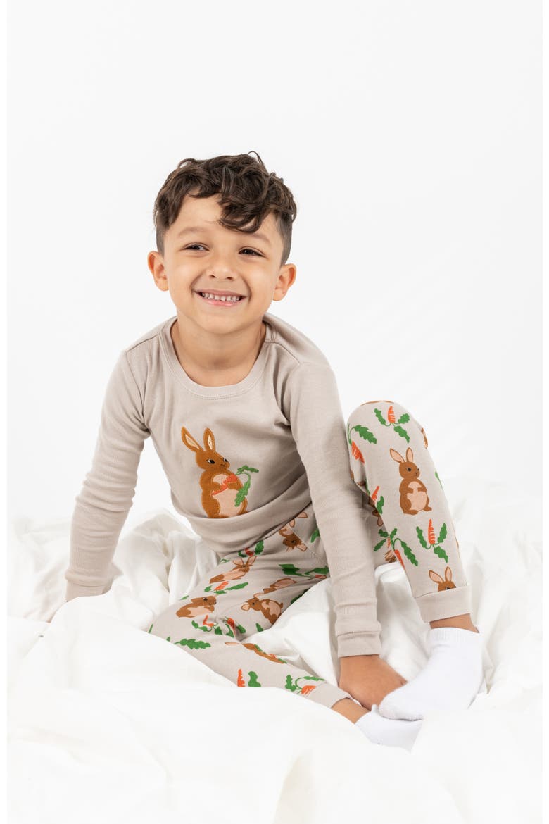 Kids Two-Piece Cotton Easter Matching Family Pajamas, Bunny Prints, Alternate, color, Rabbit