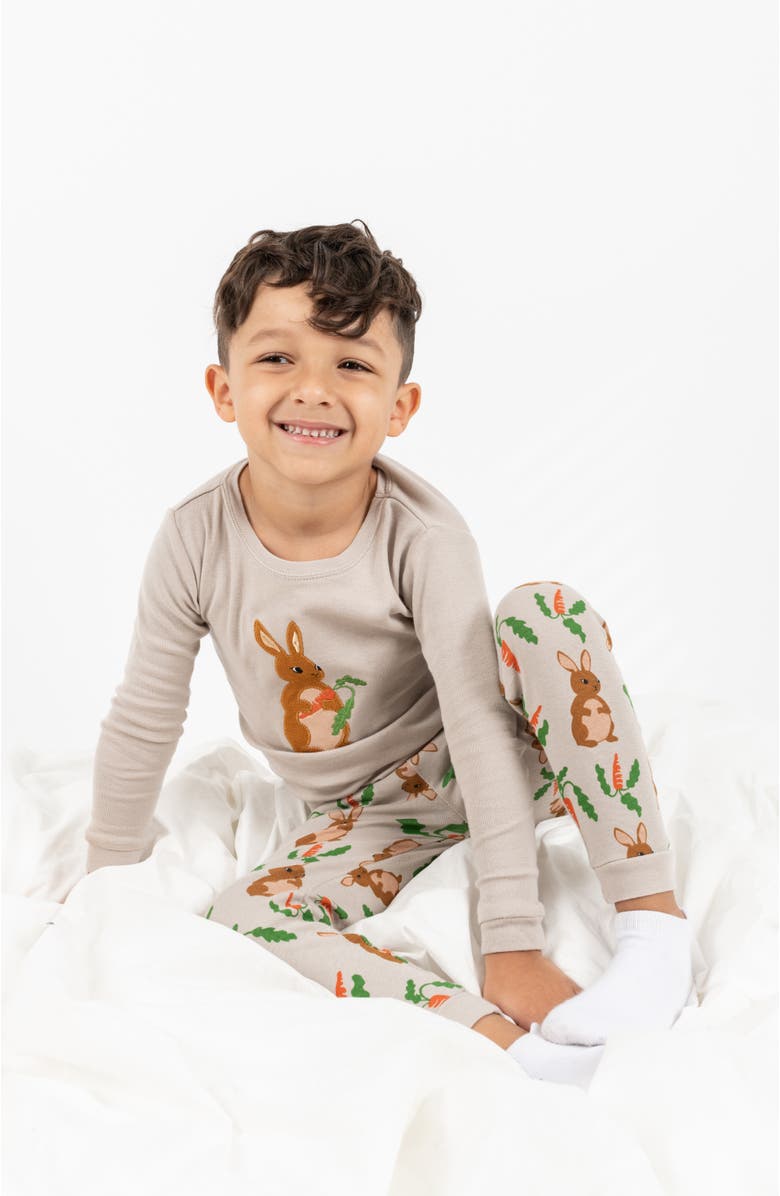 Leveret Kids Two-Piece Cotton Easter Matching Family Pajamas, Bunny Prints, Alternate, color, Rabbit