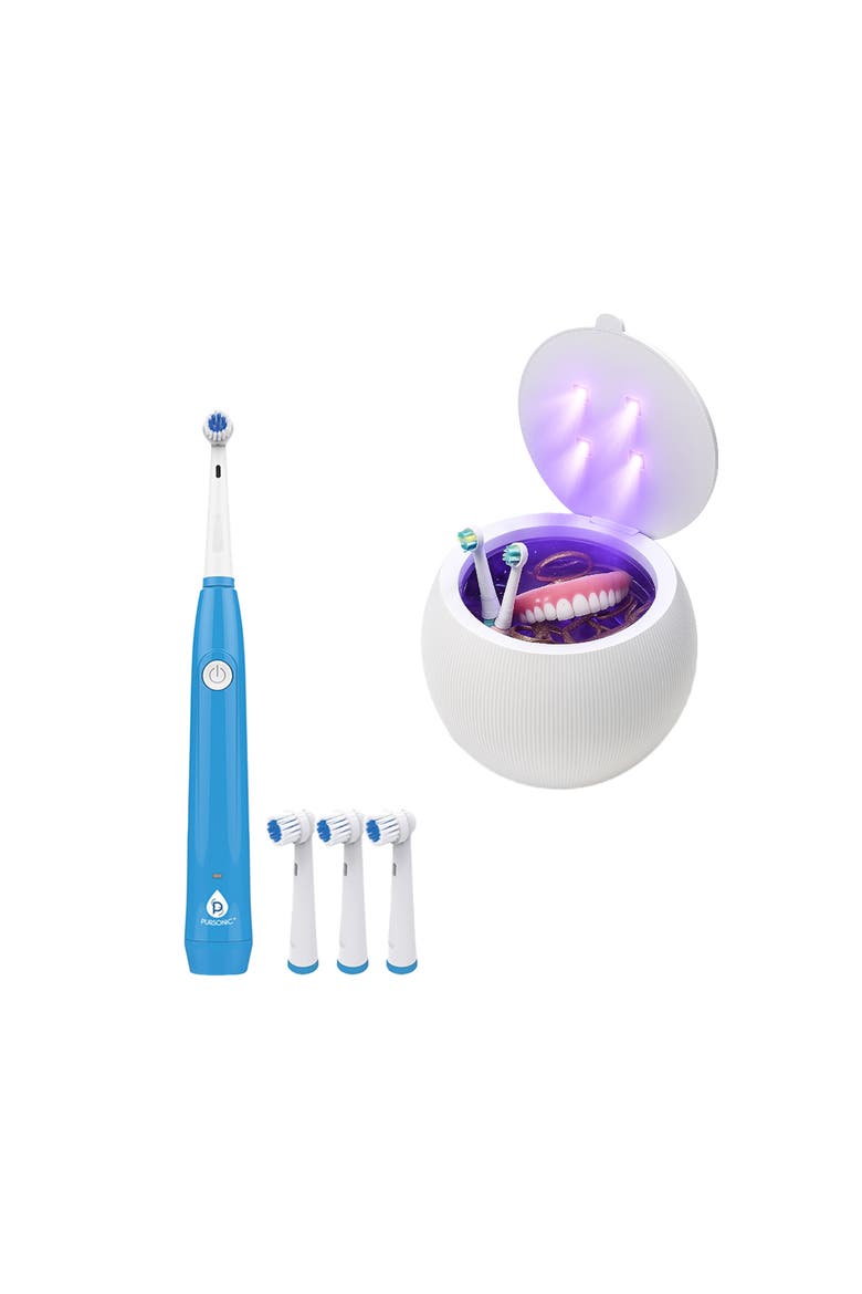 Advanced Oral Care & Hygiene Bundle - Ultrasonic Cleaner Pod + Rechargeable Electric Toothbrush, Main, color, White