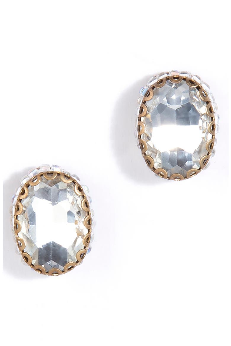 Aria Oval Crystal Stud Earrings, Main, color, SILVER