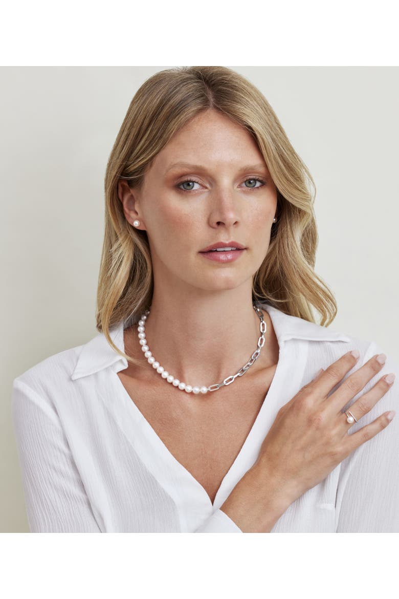 White South Sea Pearl & Diamond Valentina Ring, Alternate, color, White Gold