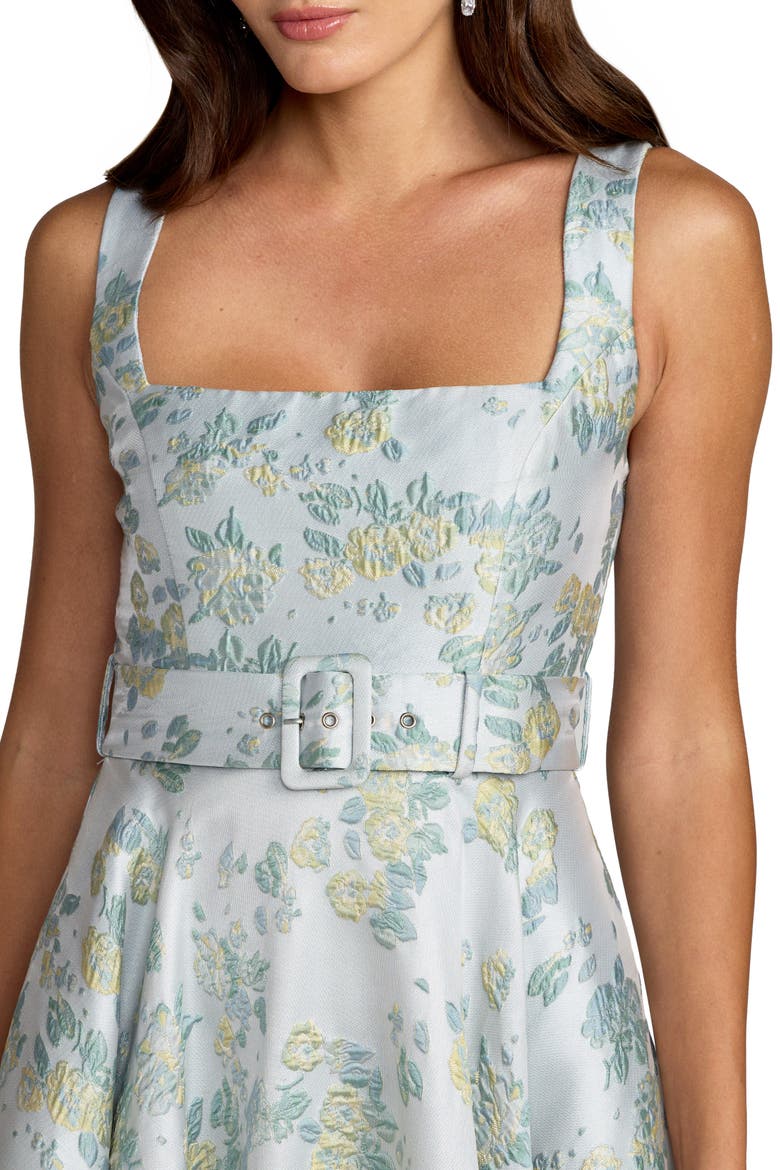 Sleeveless Belted A-Line Midi Dress, Alternate, color, Blue Multi