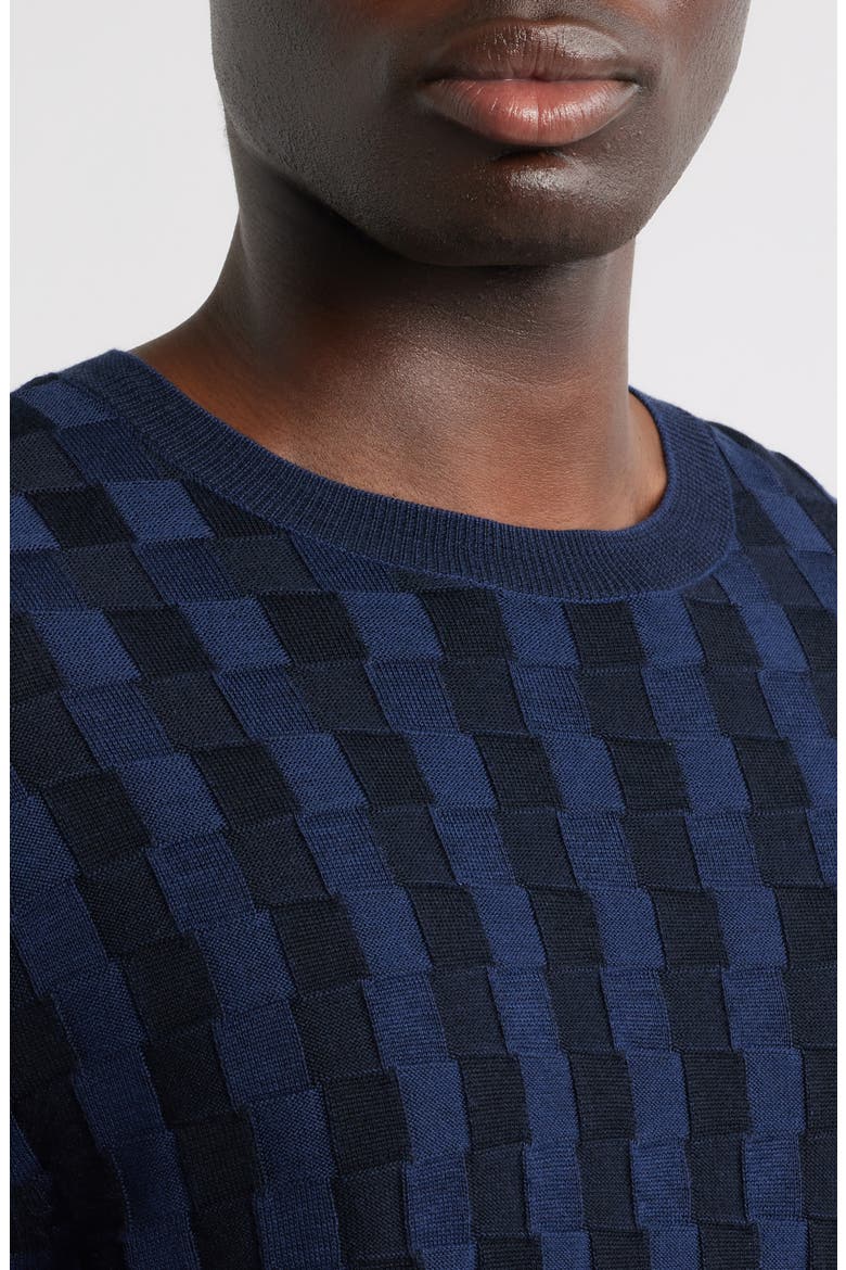 Lattice Texture Crewneck Sweater, Alternate, color, NAVY