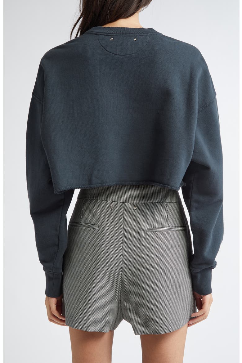 Crystal Embellished Cotton Crop Sweatshirt, Alternate, color, WASHED BLACK