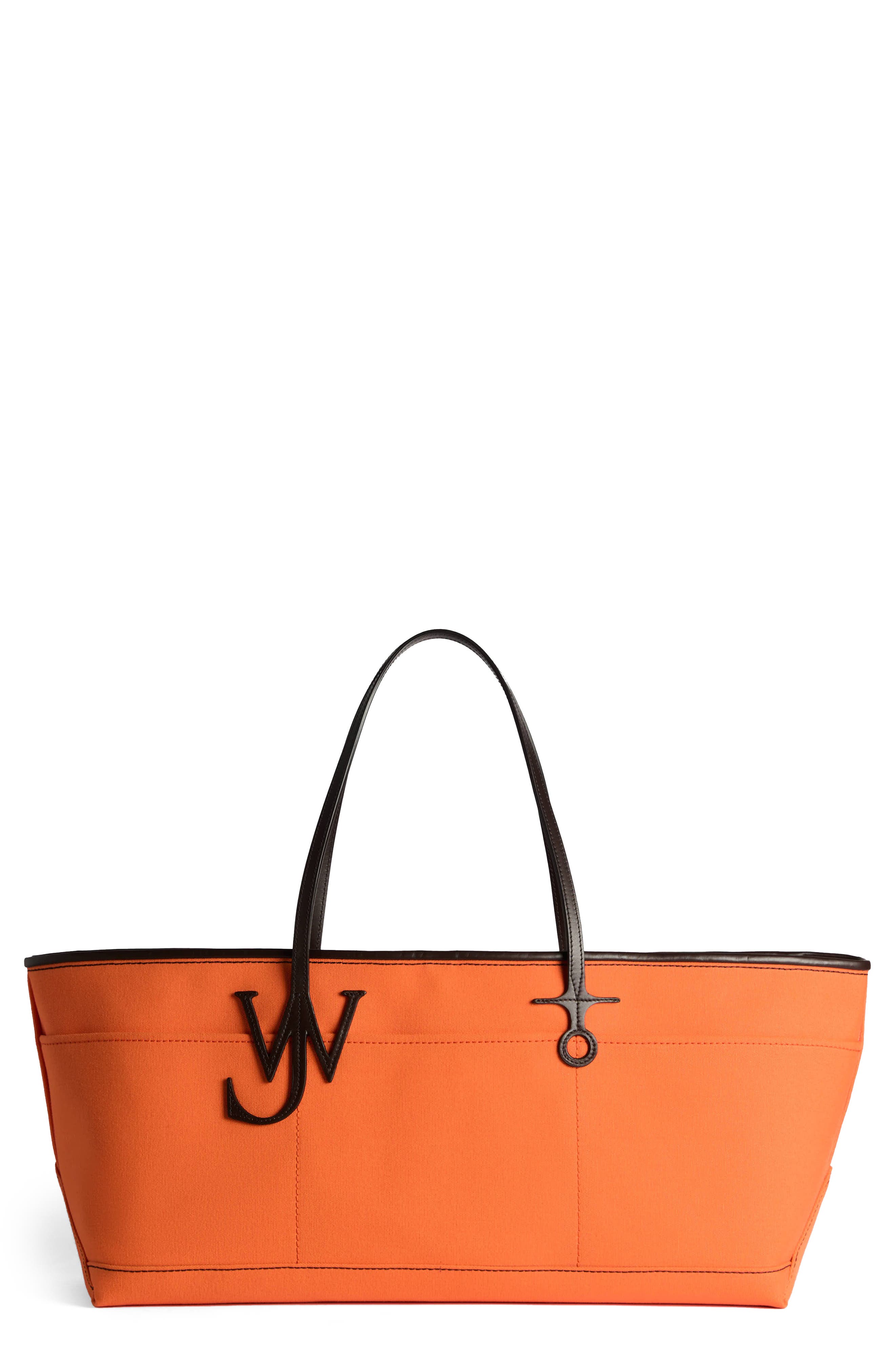 JW Anderson Anchor Canvas East/West Tote, Main, color, Orange/ Brown