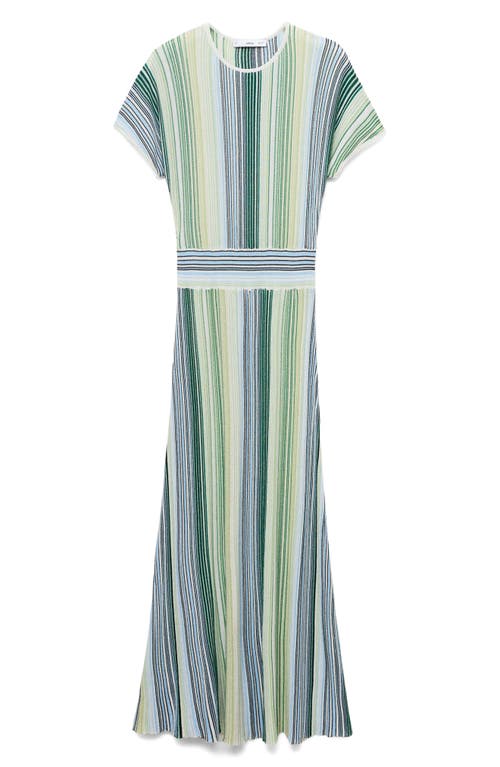 Mango Stripe Maxi Sweater Dress In Green