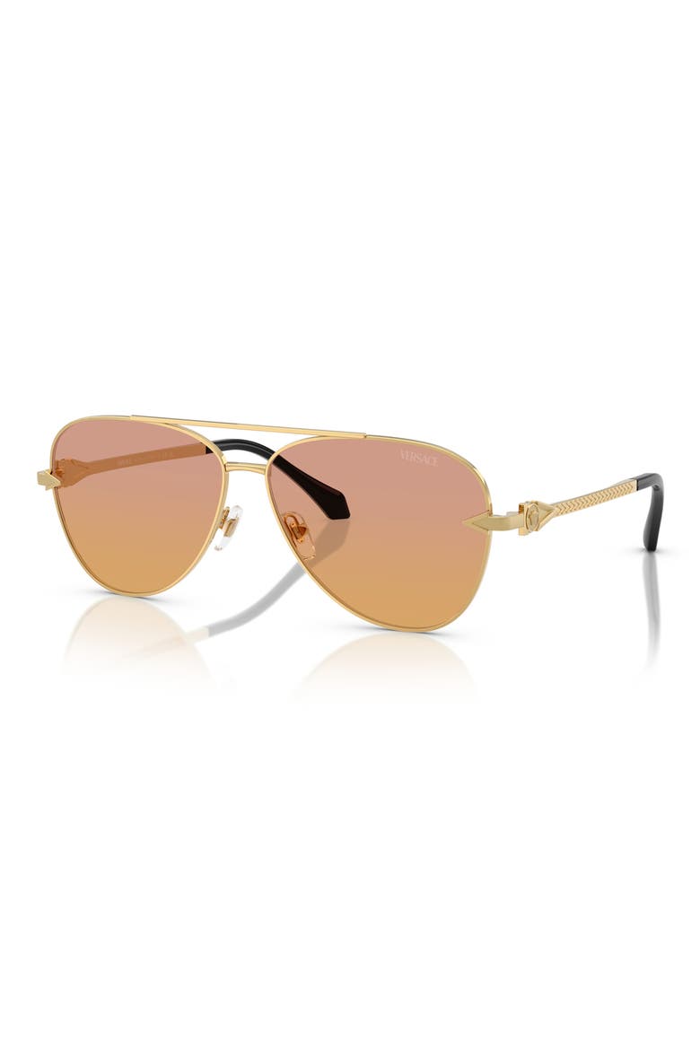 61mm Pilot Sunglasses, Alternate, color, 1002EL61 GOLD