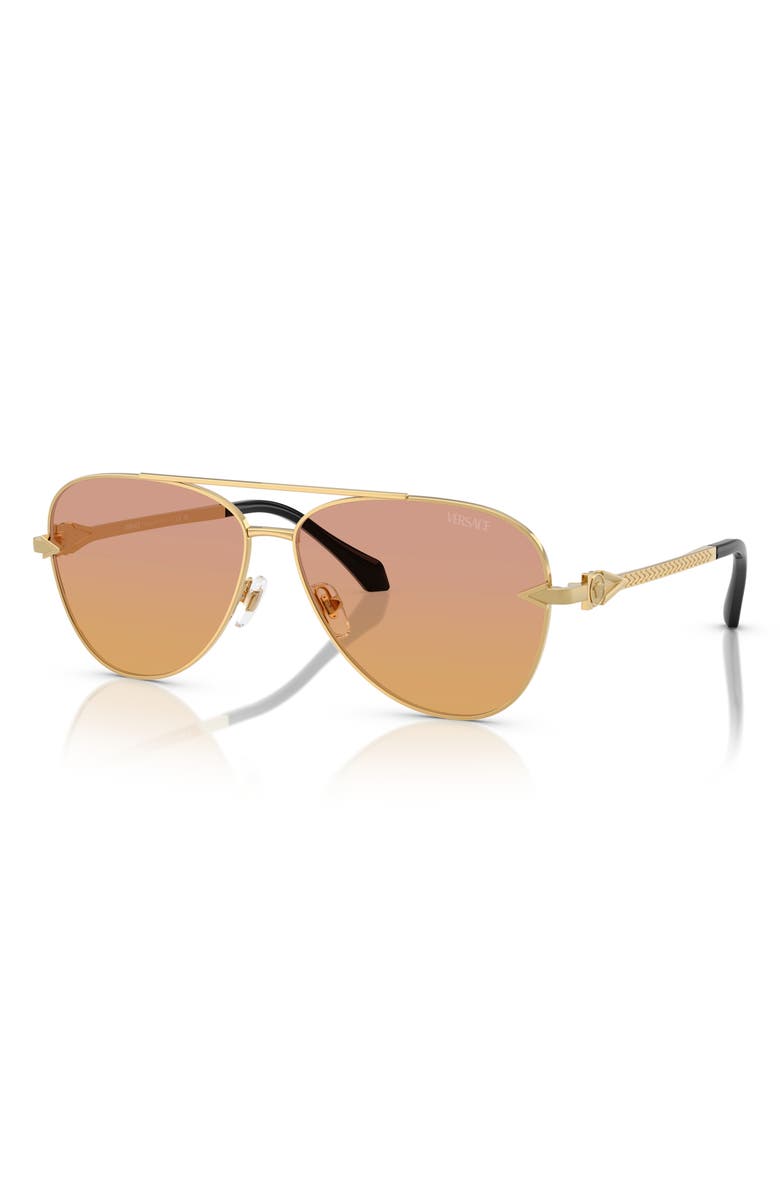 Versace 61mm Pilot Sunglasses, Alternate, color, 1002El61 Gold