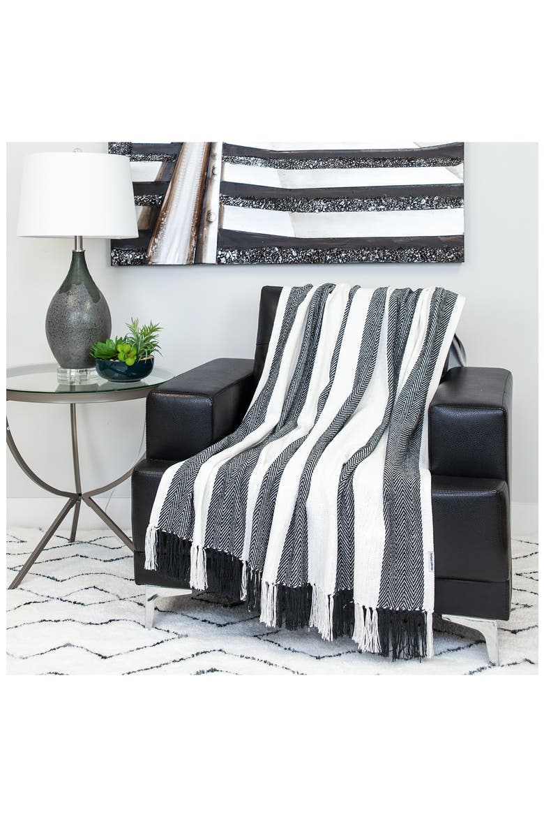 Archee Fringe Throw Blanket, Alternate, color, BLACK