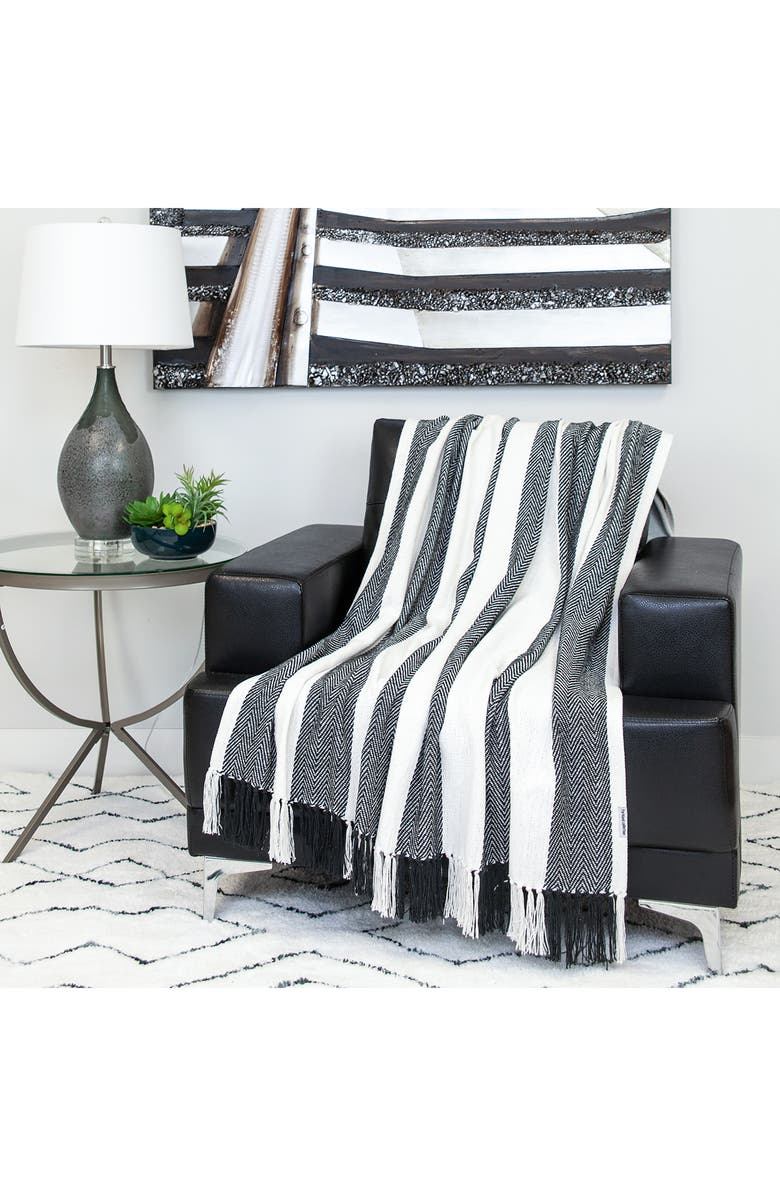 PARKLAND COLLECTION Archee Fringe Throw Blanket, Alternate, color, Black