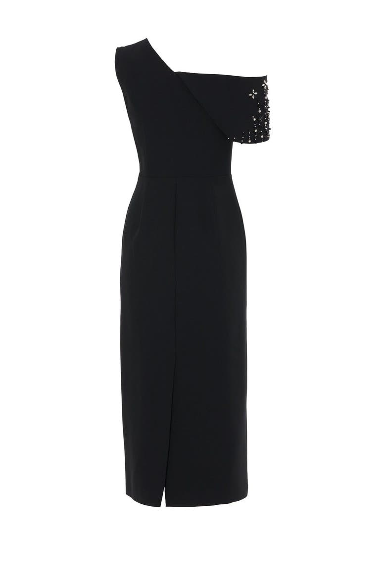 Women's Long Dress with Bead Embroidery, Alternate, color, Black
