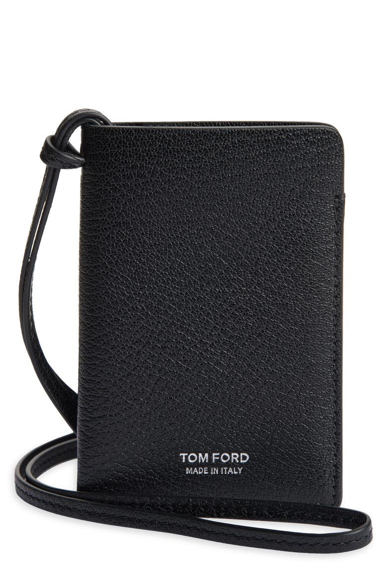 Grained Leather Card Case, Main, color, BLACK