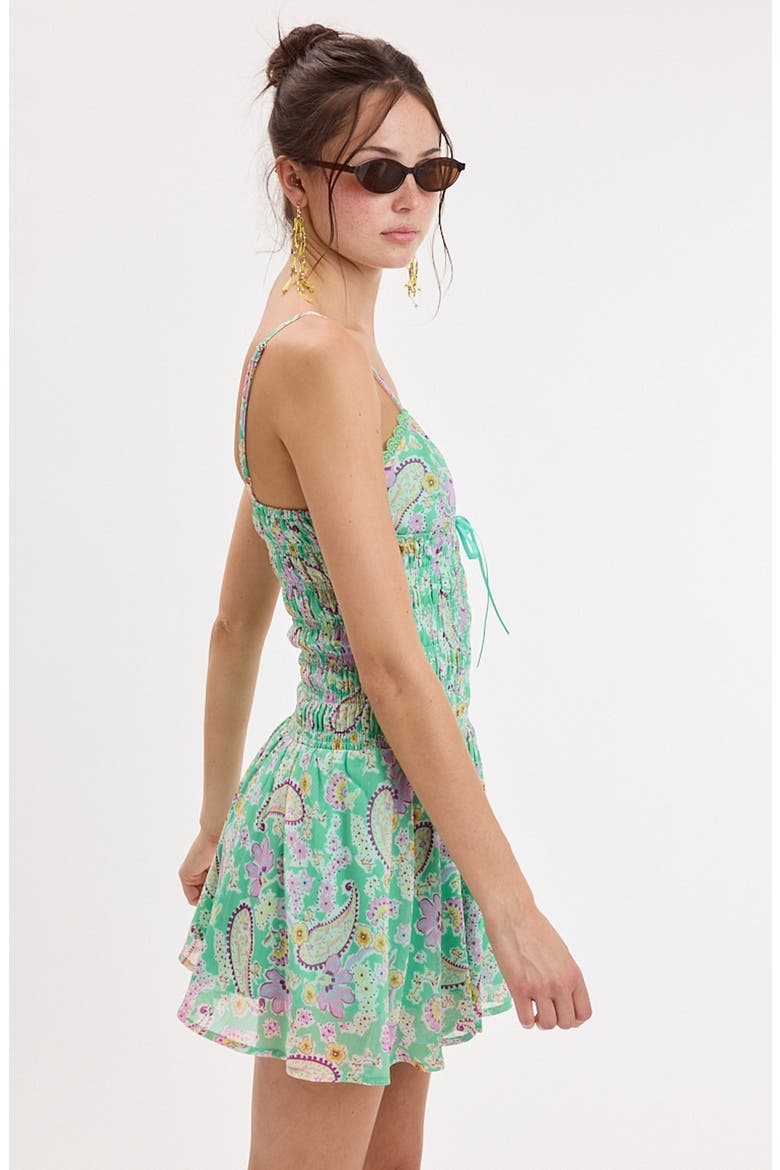 Smocked Body Sleeveless Minidress, Alternate, color, GREEN