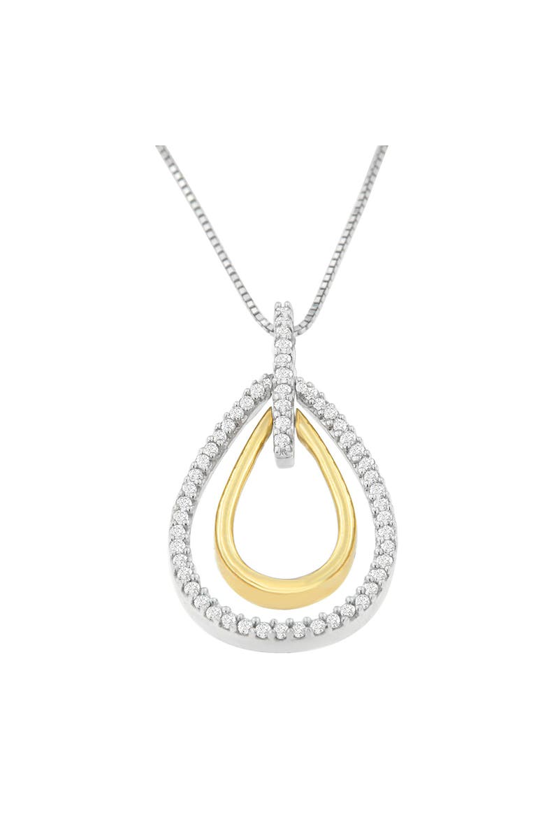 Haus of Brilliance 14K Two-Tone Gold Round Cut Diamond Double Burst Pendant Necklace, Main, color, Yellow