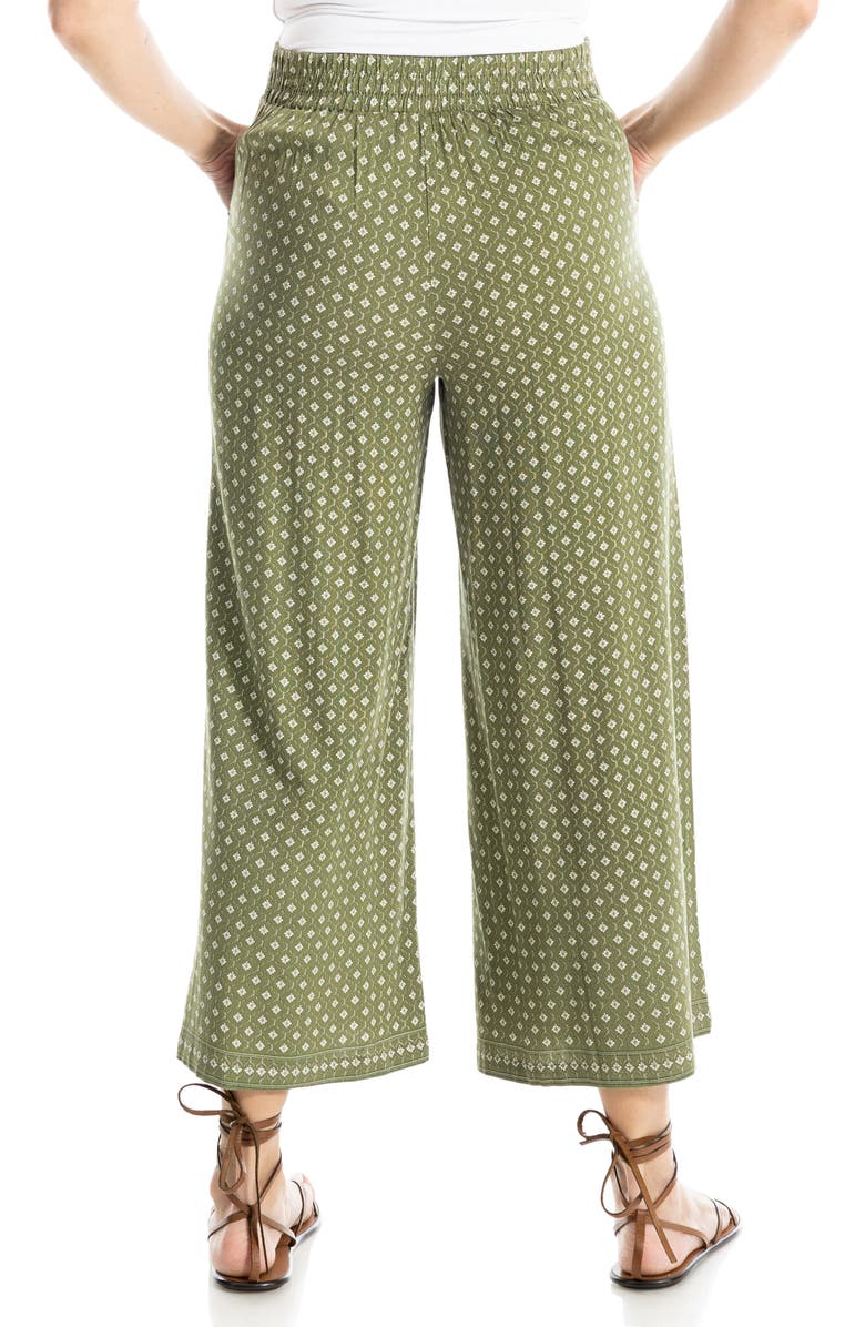 MAX STUDIO Wide Leg Pull-On Crop Pants, Alternate, color, Sage Diamond