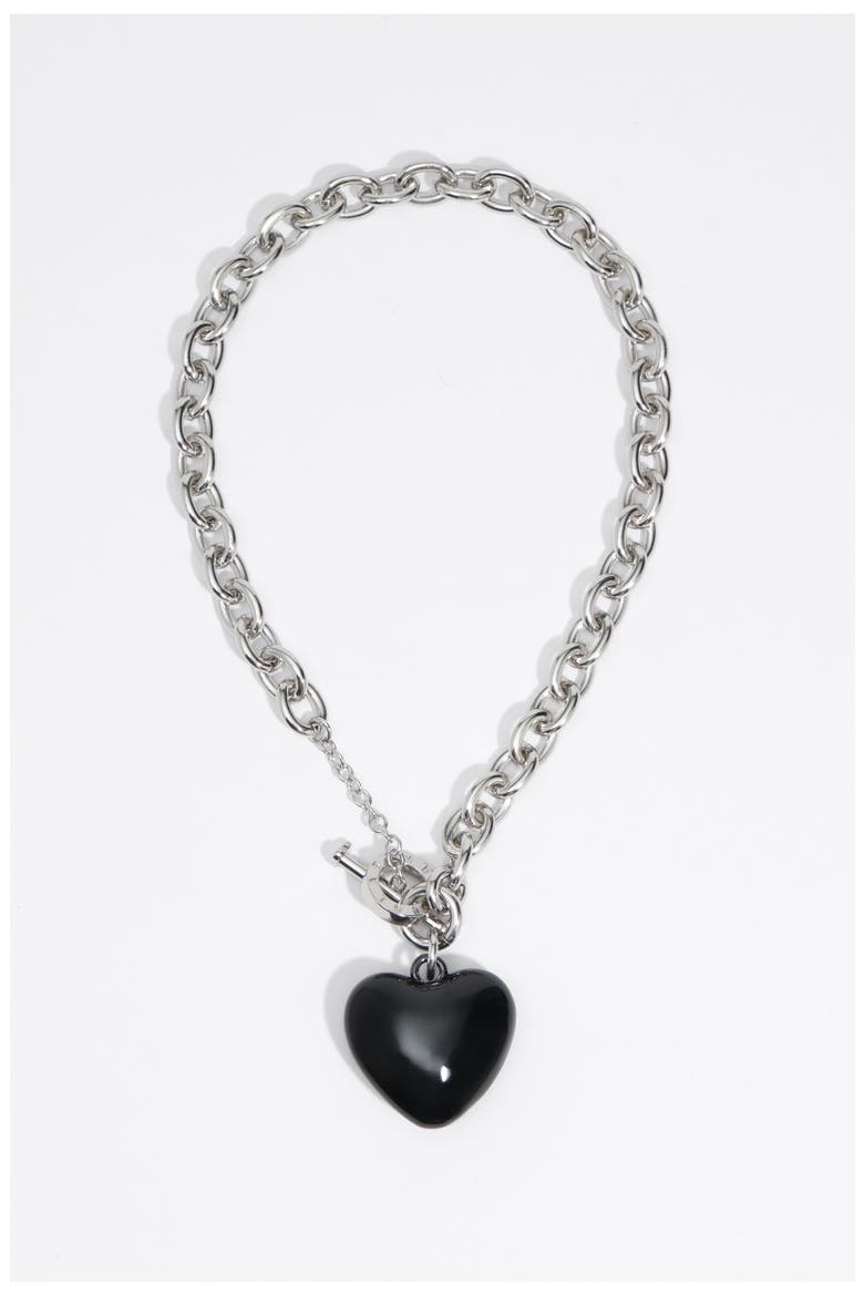 Heart Chain Necklace, Main, color, BLACK