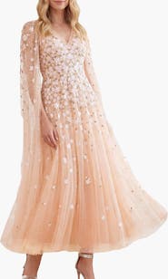 Needle & Thread Camellia Ditsy Cape Sleeve Ankle Gown