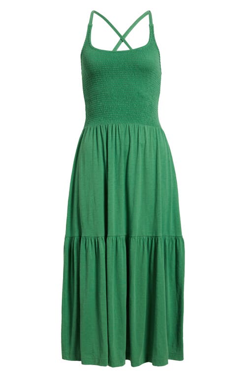Shop Nation Ltd Penelope Smocked Tiered Pima Cotton Midi Sundress In Green Lawn