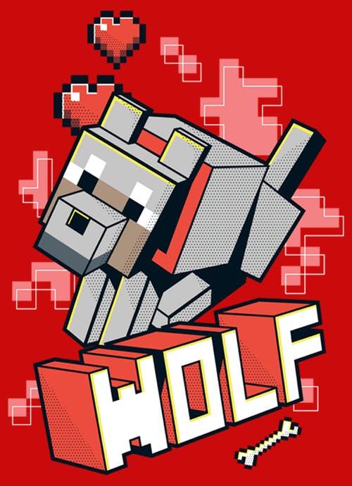 Minecraft Boy's  Wolf  Graphic T-shirt In Red