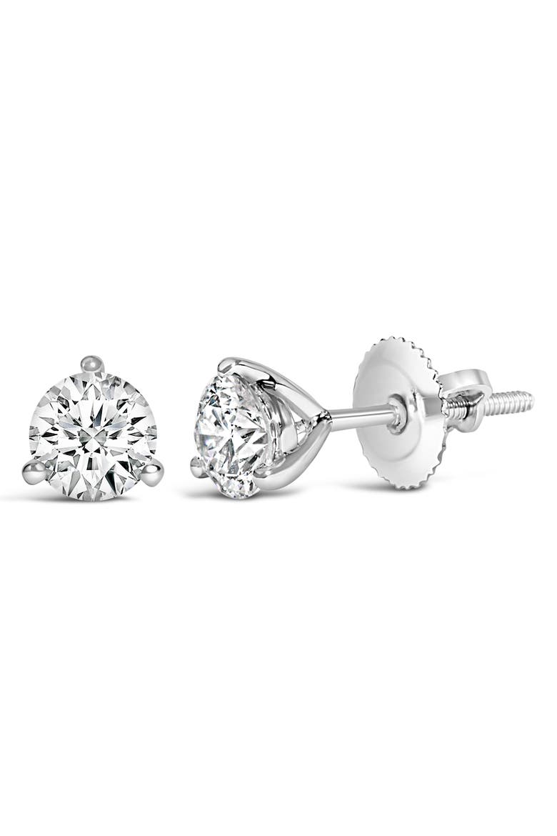14K White Gold 3.0 Cttw 3-Prong Martini Set Lab Grown Diamond Solitaire Stud Earrings, Alternate, color, White Gold