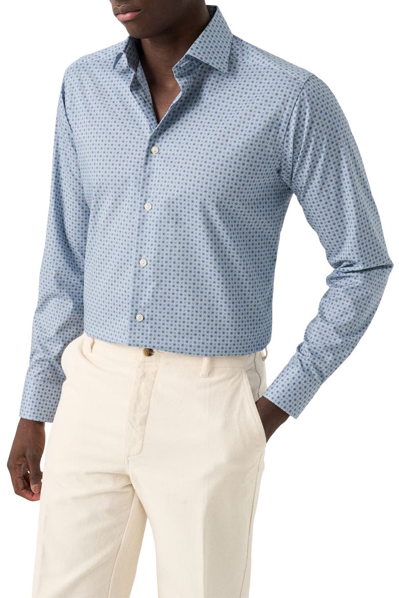 Slim Fit Floral Medallion Organic Cotton Dress Shirt, Main, color, MEDIUM BLUE