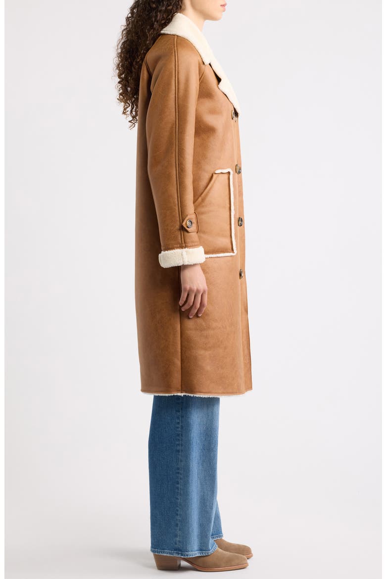 Faux Shearling Long Coat, Alternate, color, WHITE