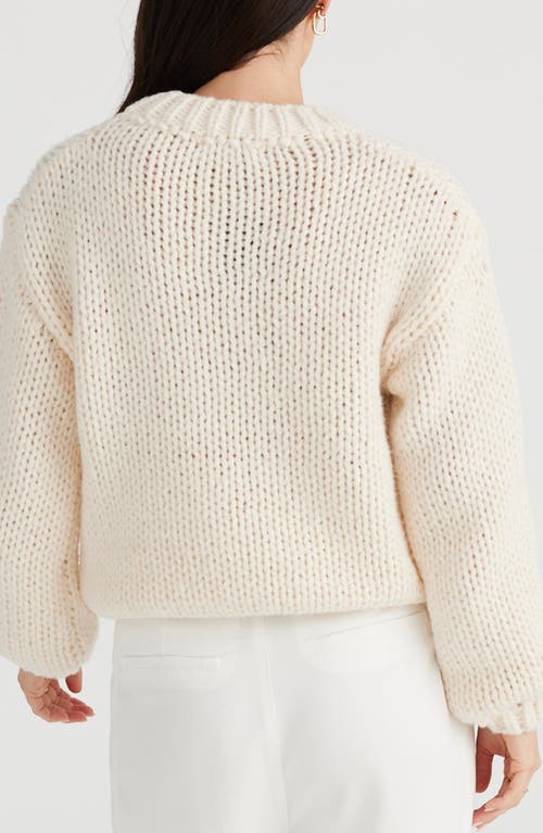 BRAVE + TRUE BRAVE+TRUE HEART ON MY SLEEVE BOUCLÉ PATCH SWEATER