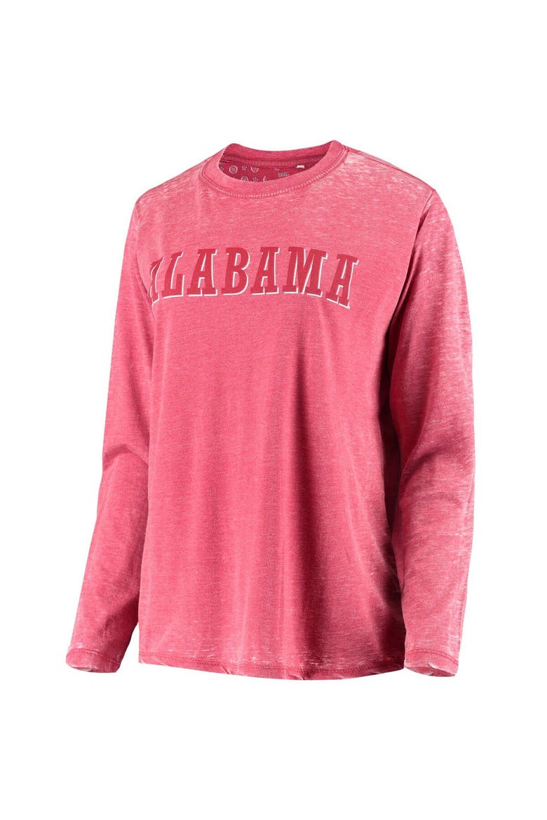 Women's Pressbox Crimson Alabama Crimson Tide Tonal Block Vintage Wash Long Sleeve T-Shirt, Alternate, color, Crimson
