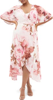 City Chic Lovers' Lane Floral Print Wrap Dress
