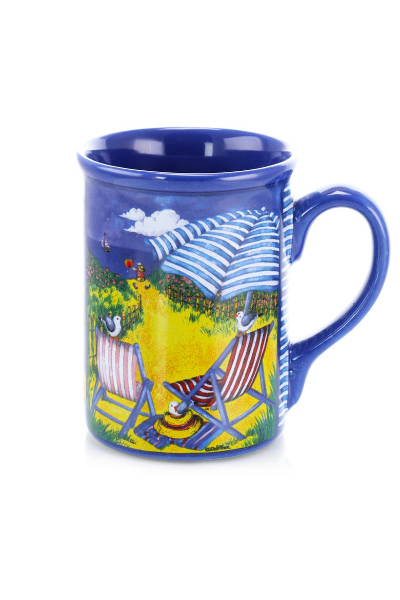 Beachcomber 4 Piece 16 Ounce Stoneware Mug Set, Alternate, color, Blue