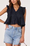 ASTR the Label Julie Flutter Sleeve Eyelet Cotton Top