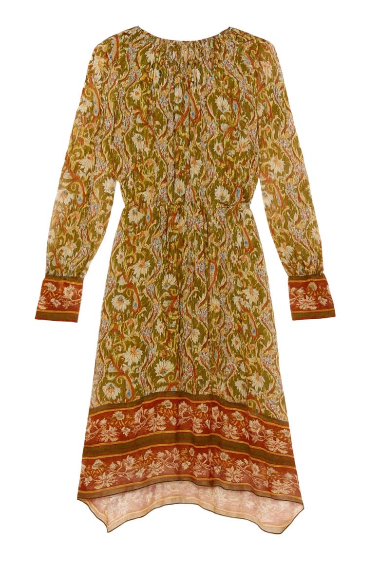 Rebecca Taylor Isha Long  Sleeve Dress, Alternate, color, Pesto Combo