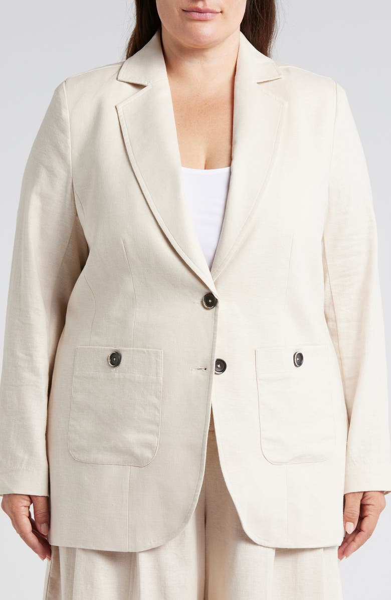 Universal Standard Coastal Linen Blend Blazer, Alternate, color, Ecru