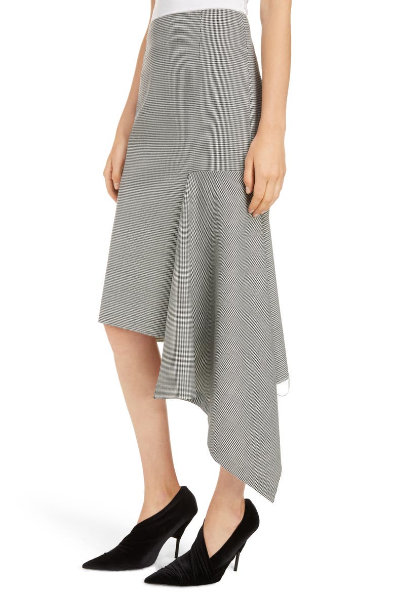 Houndstooth Godet Midi Skirt, Alternate, color, BLACK/ WHITE