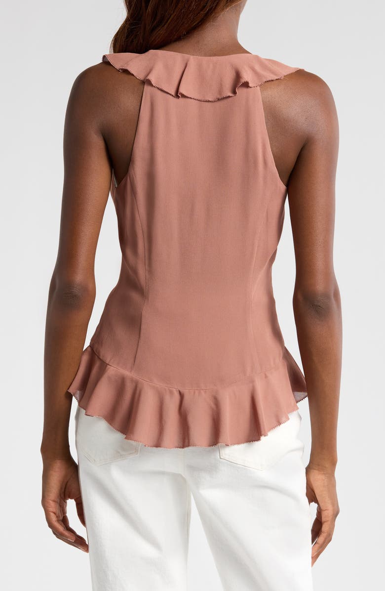 Reformation Paulette Ruffle Tie Front Tank, Alternate, color, Mink