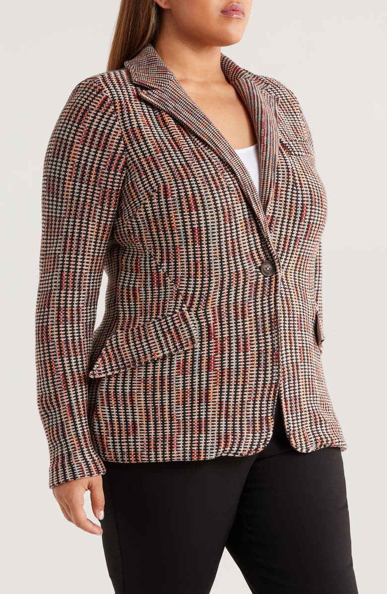 NIC+ZOE Plaid Contour Knit Blazer, Alternate, color, Pink Multi