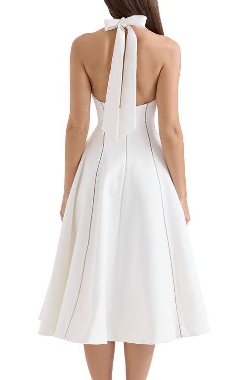 House Of Cb Loulou Halter Dress In Ivory