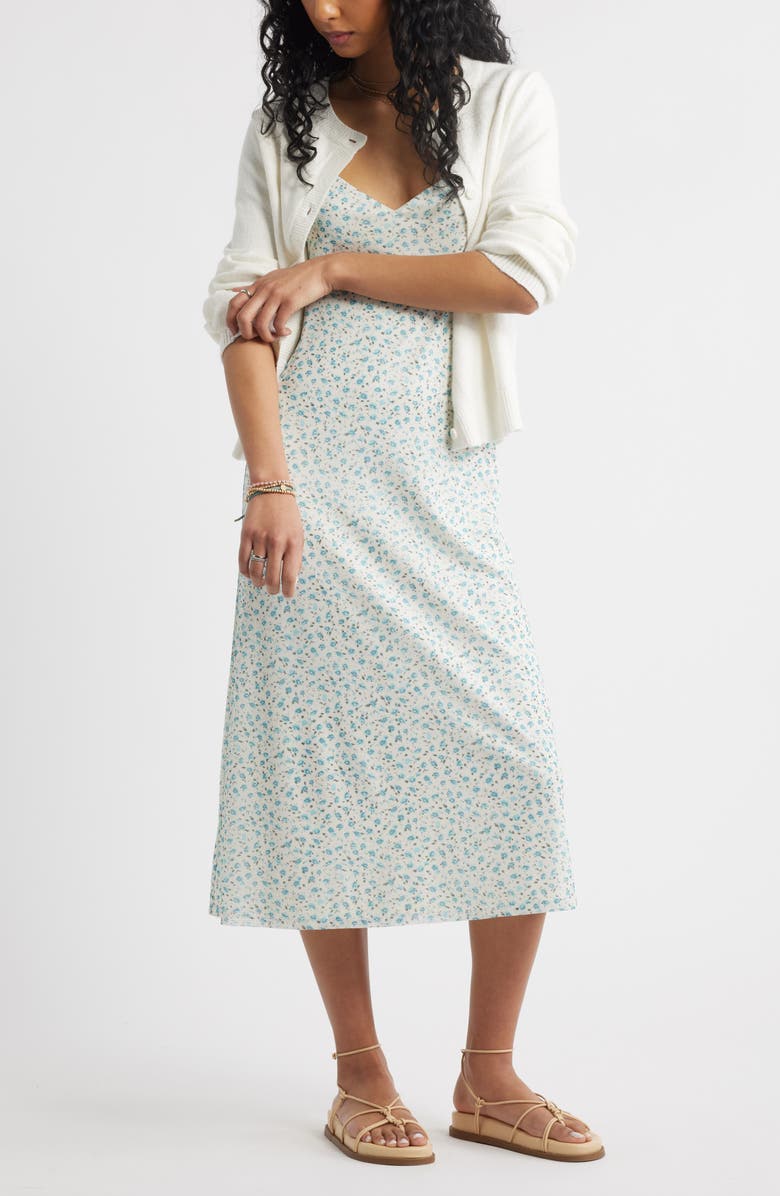 BP. Floral Print Slipdress, Alternate, color, Ivory- Blue Maggie Floral