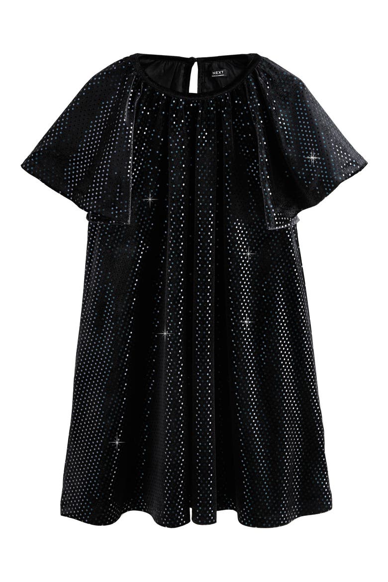 Kids' Foil Dot Velvet Dress, Main, color, BLACK