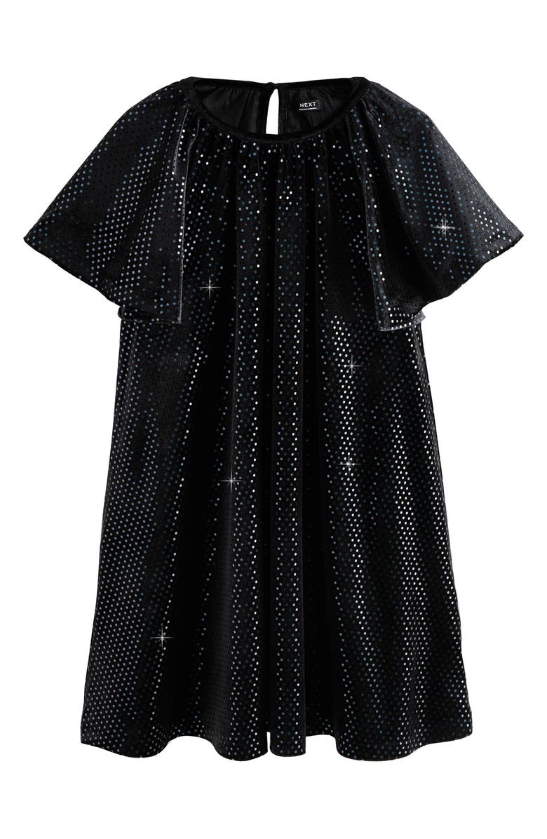 NEXT Kids' Foil Dot Velvet Dress, Main, color, Black