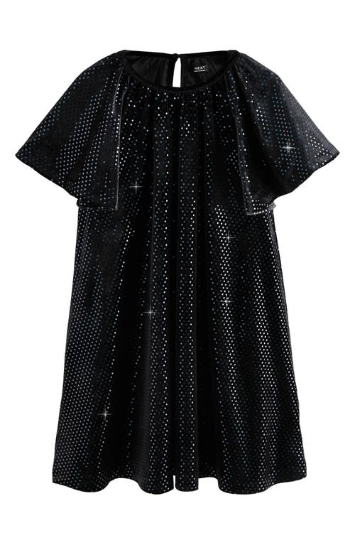 Next Kids' Foil Dot Velvet Dress In Black
