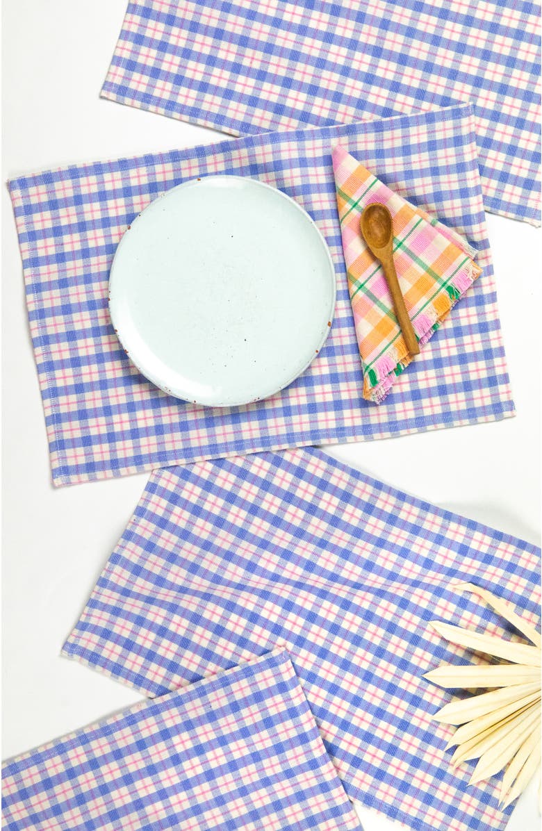Archive New York Handwoven Colorful Plaid Cotton Placemats, Set of 4, Main, color, Blue