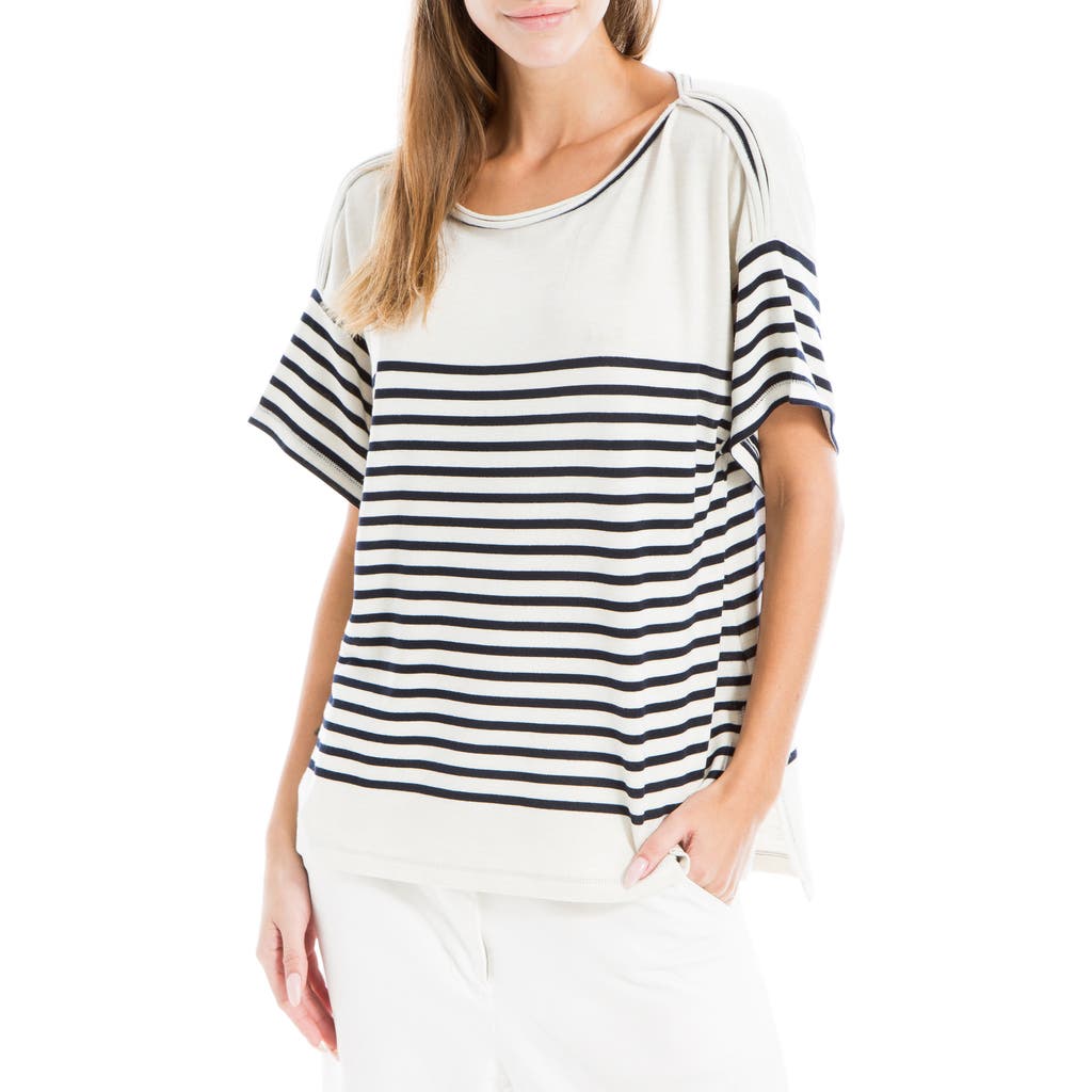 Max Studio Stripe Boatneck T-shirt In Multi