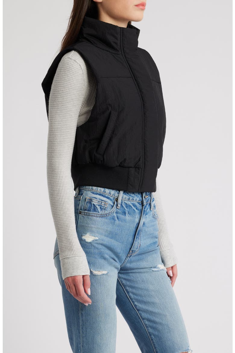 Crop Puffer Vest, Alternate, color, BLACK