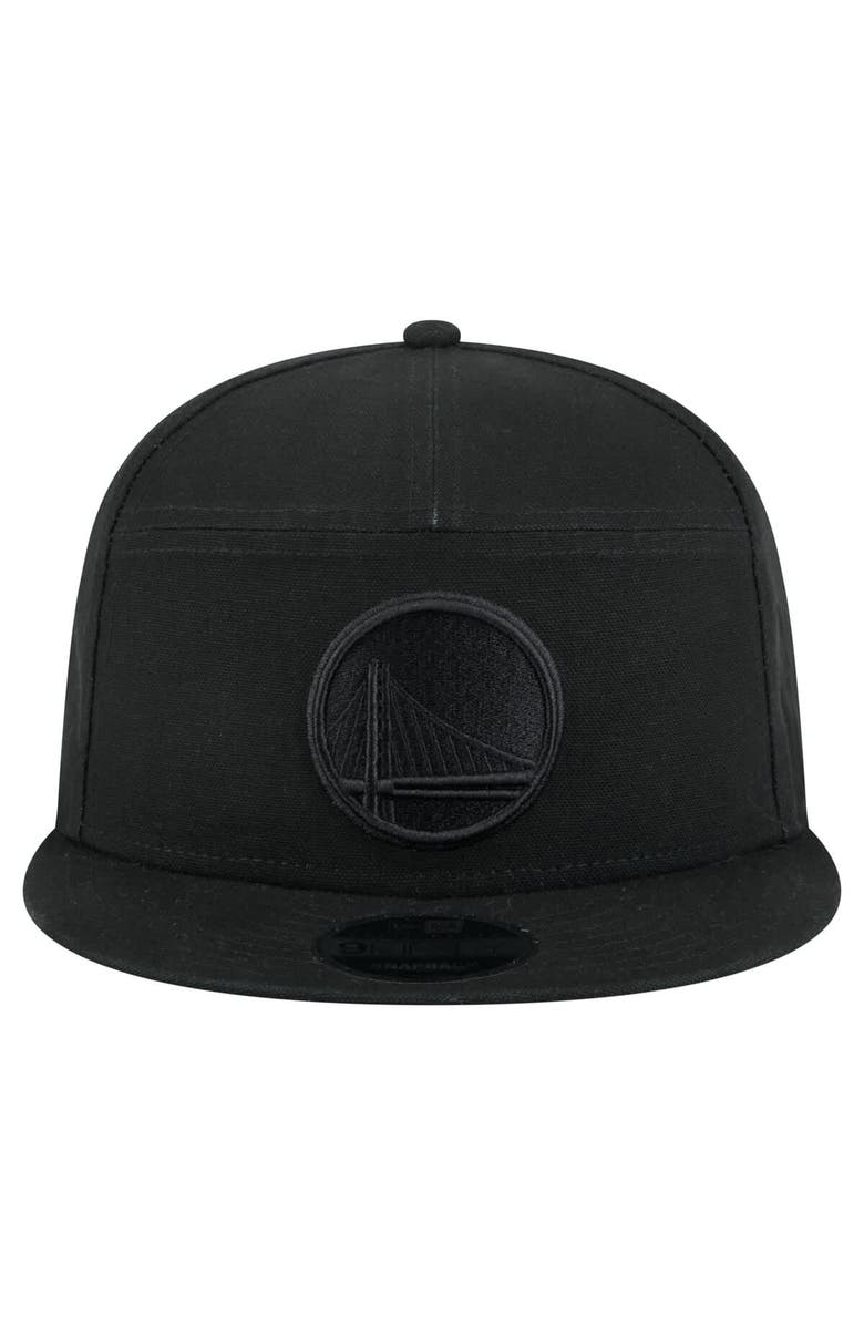 New Era Men's New Era Black Golden State Warriors Adventure Canvas Split Panel 9FIFTY Snapback Hat, Alternate, color, 