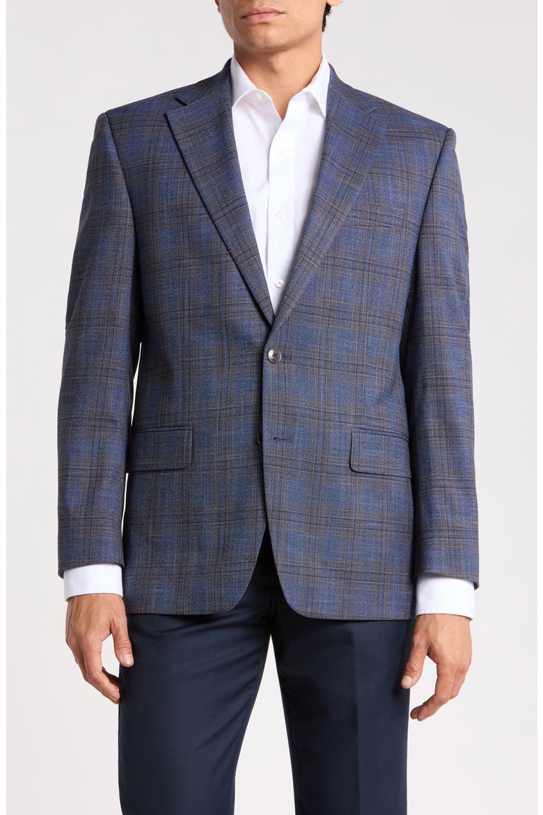 Check Wool Sport Coat, Alternate, color, LIGHT BLUE/ BROWN