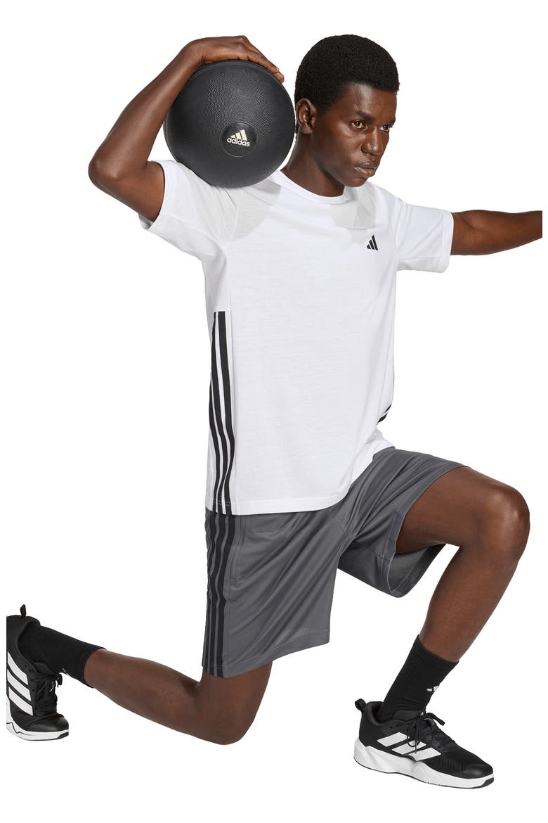Essentials 3-Stripes Shorts, Alternate, color, GREY FIVE/ BLACK